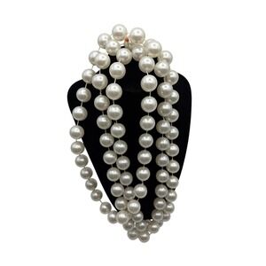 Mixit Luxe Faux Pearl Beaded Necklace Womens White Statement 18 In Long Strand